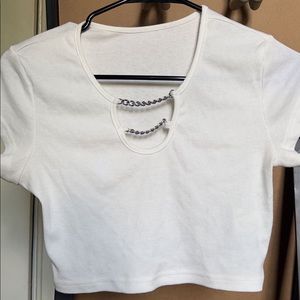 White Crop Top w/ chain design